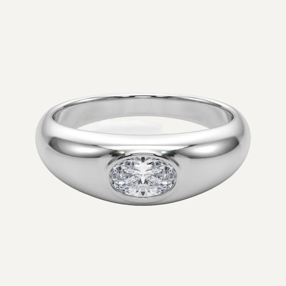 The Cara - Oval Solitaire Dome Ring
