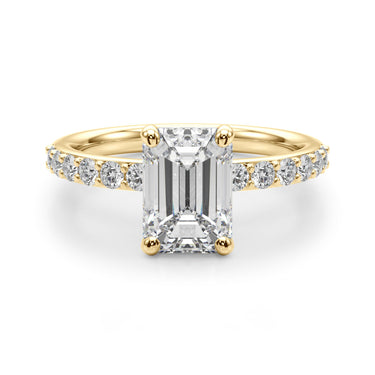 The Ava Ring - Emerald Half Pave