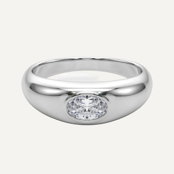The Cara - Oval Solitaire Dome Ring