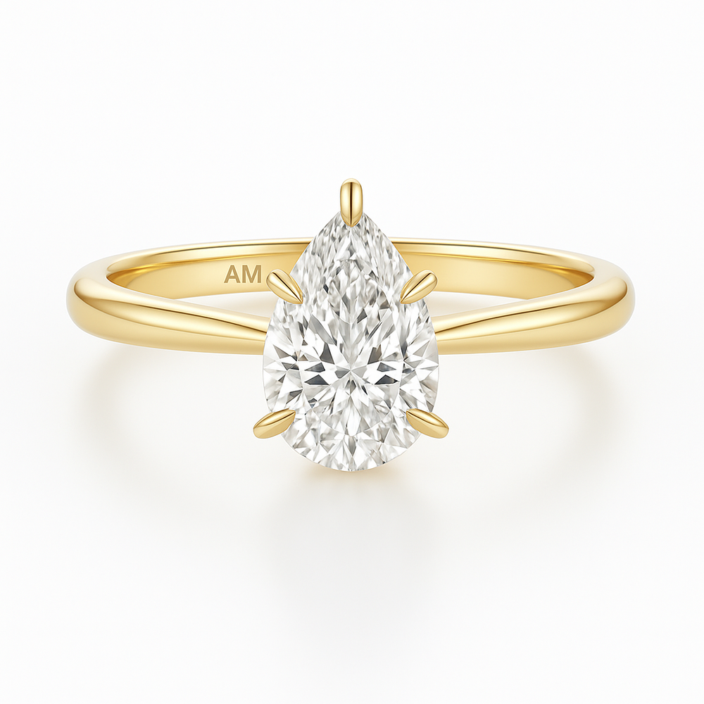 The Ava Ring - Pear cut Moissanite