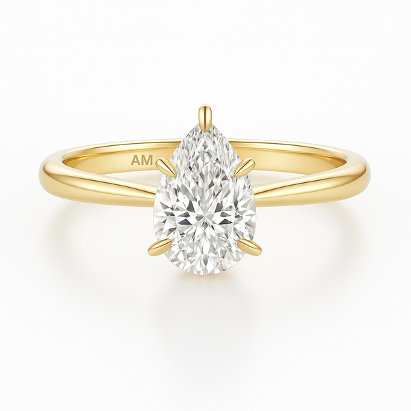 The Ava Ring - Pear cut Moissanite