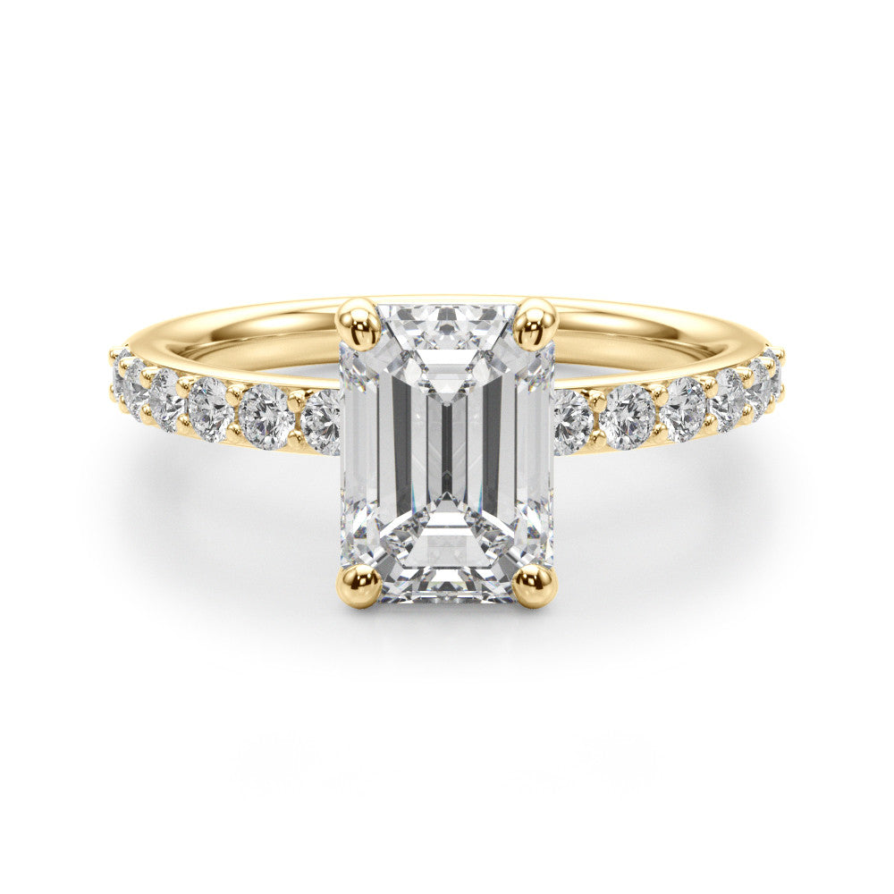 The Ava Ring - Emerald Half Pave