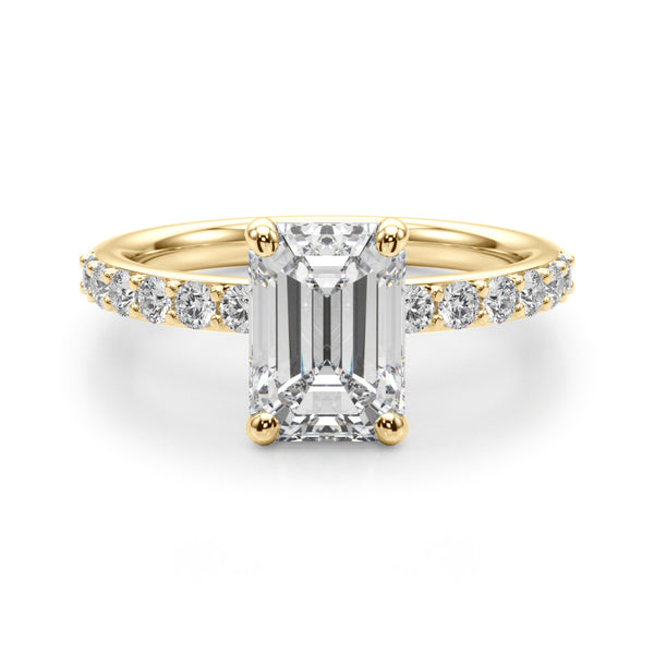 The Ava Ring - Emerald Half Pave